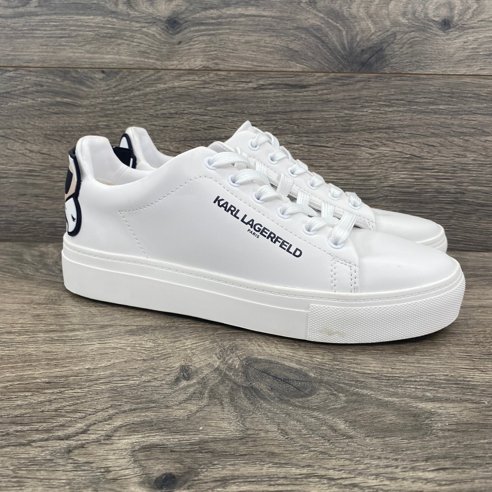 Karl Lagerfeld Paris Canta Sneaker Womens 7M White Platform Choupette Graphic